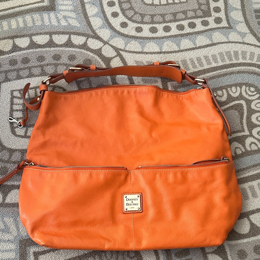 Dooney & Bourke Dillen Large Pocket Sac purse in burnt orange pebbled leather